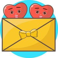 A couple of love icon with envelope so romantic. Vector