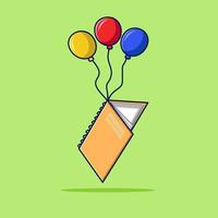 Book flying with balloon, icon for party illustration vector