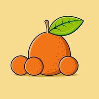 un poco de naranja fresca grande y pequeña para la ilustración de vector de fruta de icono