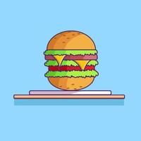 ilustración de hamburguesa, icono para comida y vector de comida rápida