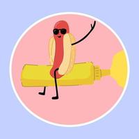 funny cartoon hot dog logotype vector