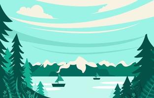 Mint Green Mountain Landscape Background vector