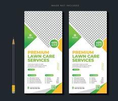 Lawn care rack card or dl flyer design template lawn mower roll up banner template