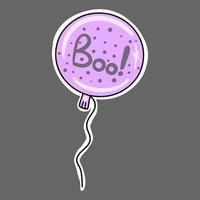 Vector Cute Halloween sticker. Purple balloon with Boo.