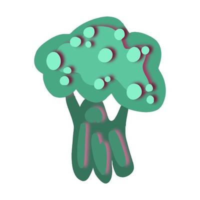Vector Broccoli drawn in paper cut style. Three-dimensional graphics. Vegetable illustration for design.