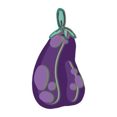 Vector Eggplant drawn in paper cut style. Vegetable illustration for design.