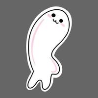 Vector kind ghost with a cute face. Halloween sticker.