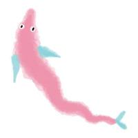 Vector Eel fish painted in pink watercolor. Abstract hand drawn underwater world illustration.