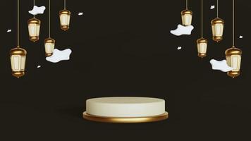 Islamic Ramadan greetings, composition with 3d clouds and Arabic lanterns photo