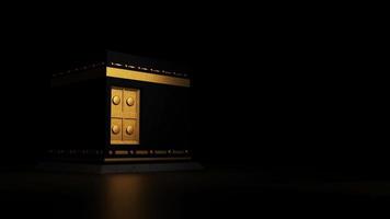 3d render kaaba con fondo negro foto