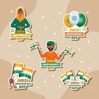 India Independence Day Sticker Concept vector
