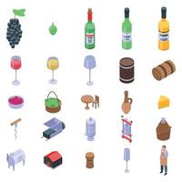 Winemaker icons set, isometric style vector