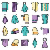 Towel icon set line color vector