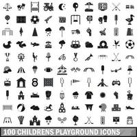 100 childrens playground icons set, simple style vector