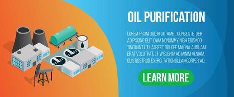 Oil purification concept banner, isometric style vector