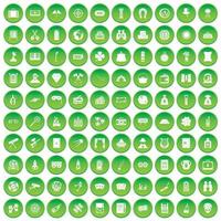 100 adult games icons set green circle
