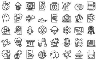 Commitment to innovation icons set outline vector. Passion trust