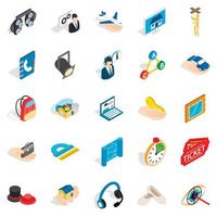 Film business icons set, isometric style vector