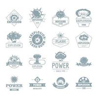 Explosion power logo icons set, simple style vector