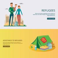 Refugee banner set concept vector illustration