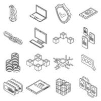 Blockchain icon set vector outine