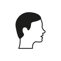 View Side Man Silhouette Icon. Male Hairstyle Profile Black Pictogram. Men Head with Refined Hair Icon. Isolated Vector Illustration.