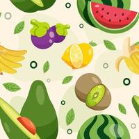 lindo, plano, seamless, plantilla, fruta tropical vector