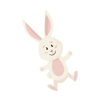 Hare Character. Jumping and Smile Funny, Happy Easter Cartoon Rabbit. vector