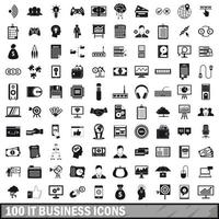 100 IT business icons set, simple style vector