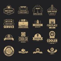 Heating cooling logo icons set, simple style vector