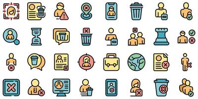 Delete user icons set vector flat