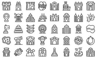 Krakow icons set outline vector. Polish architecture vector