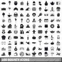 100 bounty icons set, simple style vector