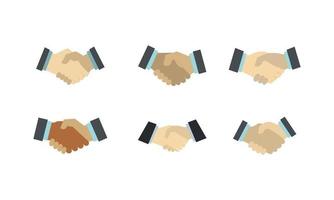 Handshake icon set, flat style vector