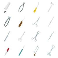 Surgeons tools icons set in flat style vector