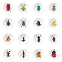 Bugs set flat icons vector