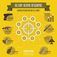 concepto infográfico de armas militares, estilo plano vector