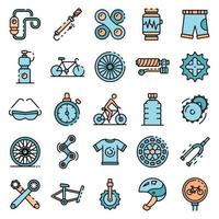 Cycling equipment icons set vector flat