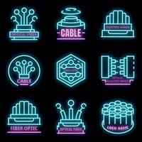 Optical fiber logo set vector neon