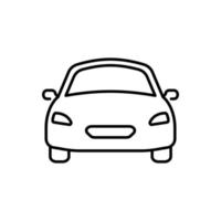 Black Car Line Icon. Classic Automotive Linear Sign. Modern Shape of Auto Vehicle Transport Outline Icon. Automobile Symbol in Front View Pictogram. Editable Stroke. Isolated Vector Illustration.