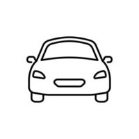 Black Car Line Icon. Classic Automotive Linear Sign. Modern Shape of Auto Vehicle Transport Outline Icon. Automobile Symbol in Front View Pictogram. Editable Stroke. Isolated Vector Illustration.