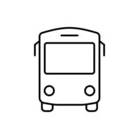 Black Bus Line Icon. Stop Station for City Public Vehicle Transport Linear Pictogram. School Shuttle Outline Icon. Bus in Front View Sign. Editable Stroke. Isolated Vector Illustration.