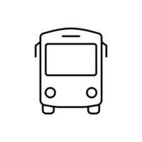 Black Bus Line Icon. Stop Station for City Public Vehicle Transport Linear Pictogram. School Shuttle Outline Icon. Bus in Front View Sign. Editable Stroke. Isolated Vector Illustration.