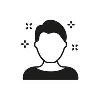 Male Hair Silhouette Icon. Man with Shine Hairstyle Black Pictogram. Natural Coiffure Icon. Isolated Vector Illustration.