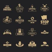 Protest logo icons set, simple style vector