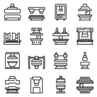 Press form machines icons set, outline style vector