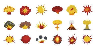Explosion icon set, flat style vector