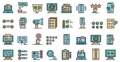 Online survey icons vector flat