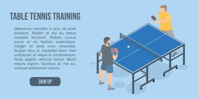 banner de concepto de entrenamiento de tenis de mesa, estilo isométrico vector