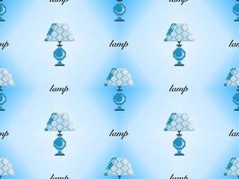 Lamp cartoon character seamless pattern on blue background. Pixel style vector